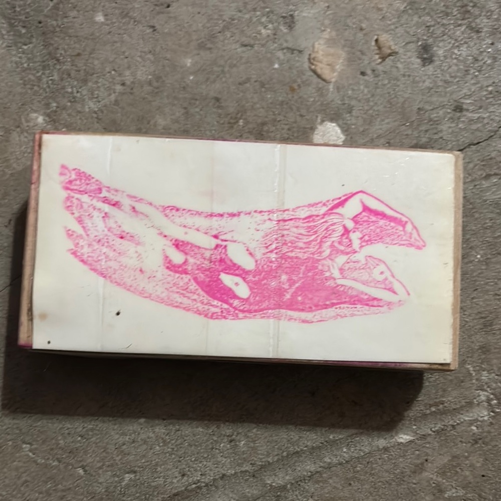 Vintage Rubber Stamp Man or Woman Swimming